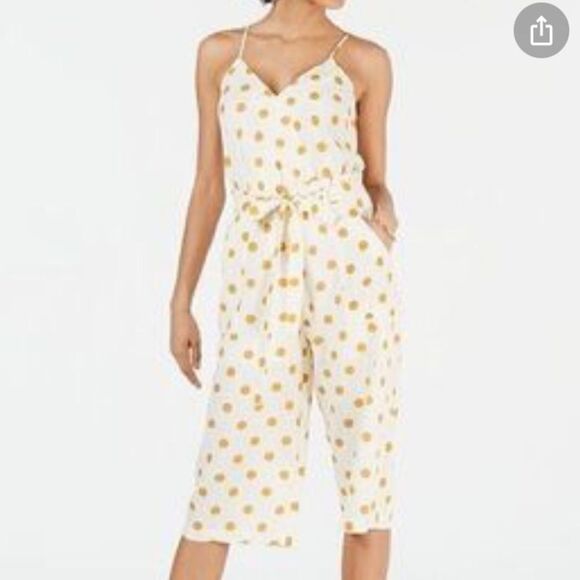 Monteau Orange Polka Dot Crop Jumpsuit - Picture 1 of 6
